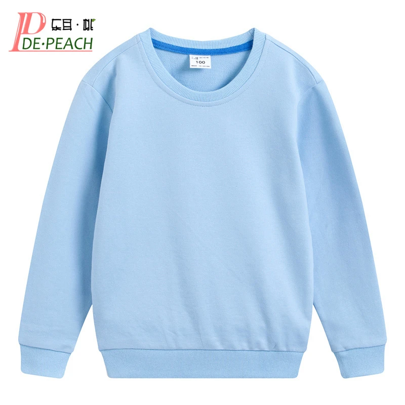 DE PEACH Autumn Cotton Children Loose Casual Sweatshirt Baby Boys Girls Pullover Shirts Teenager Kids Solid Color Bottoming Tops hoodies for a boy