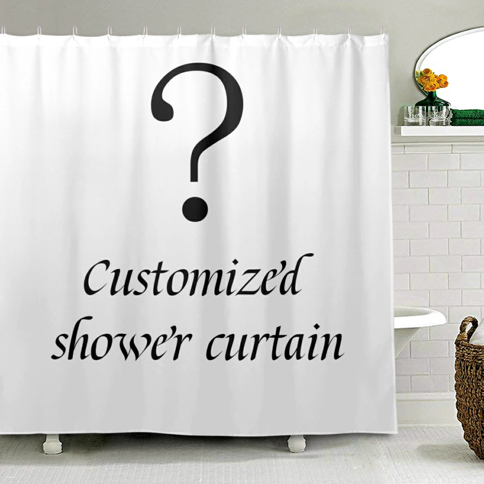 

Customized Shower Curtain With 12 Pcs Hooks Bathroom Waterproof Curtain Eco-Friendly Polyester Fabric High Quality Bath Curtain
