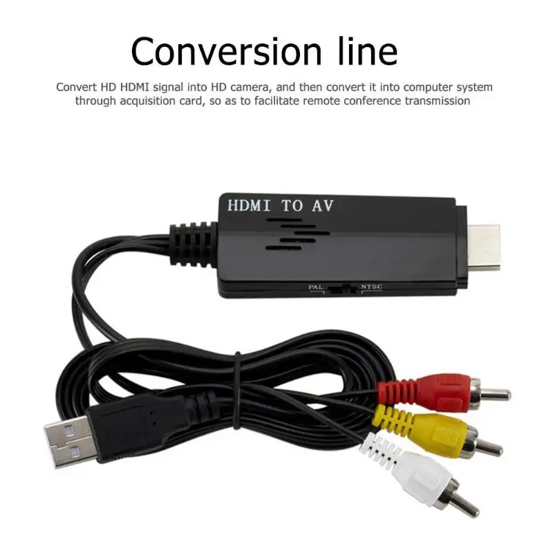 1080P HDTV HDMI в AV RCA Конверсионный кабель папа 3RCA аудио видео композитный женский