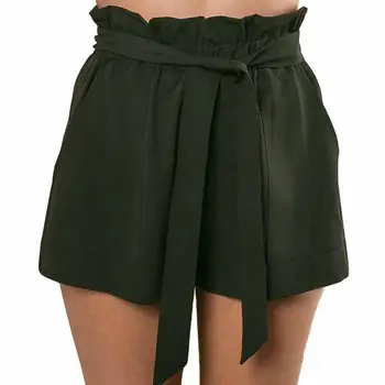 

Hirigin Women Casual Loose Shorts Lady Summer Drawstring Ruffle High Waist Shorts Solid Plain Regular Fit Beachwear