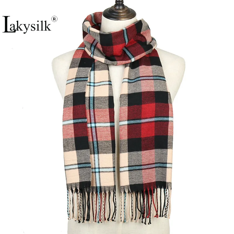 

2019 Plaid Winter Scarf Women Foulard Solid Scarves Fashion Casual Scarfs Cashmere Tassel Long Shawls Bufandas Hombre 195cm