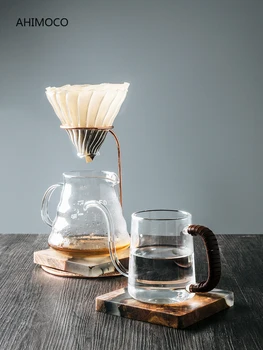 

Coffee Filter V60 Server Glass Coffee Pot 600ml Espresso Maker Percolator Kettle V60 Gooseneck Glass Carafe Reusable Filters