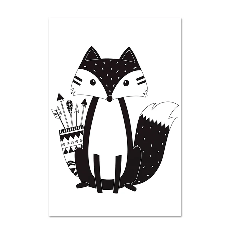 Black-White-Cartoon-Bear-Rabbit-Baby-Nursery-Wall-Art-Canvas-Poster-Custom-Name-Print-Painting-Nordic (7)