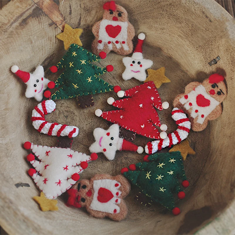 

Fantasyland Newborn Photography Props Hand-made Wool Felt Christmas Tree The Gingerbread Man For Photo Shoot Accessories