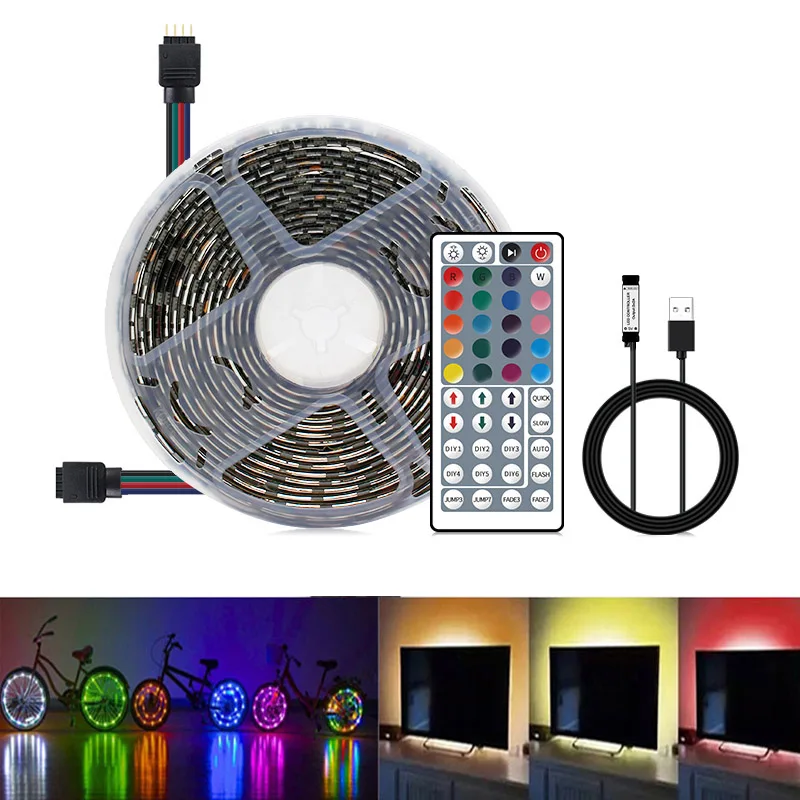 

DC 5V USB Neon LED Strip Light,RGB SMD 5050 BPCB 1M-5M 60LED/M Waterproof LED Controller Remote,44 Keys TV Backlight