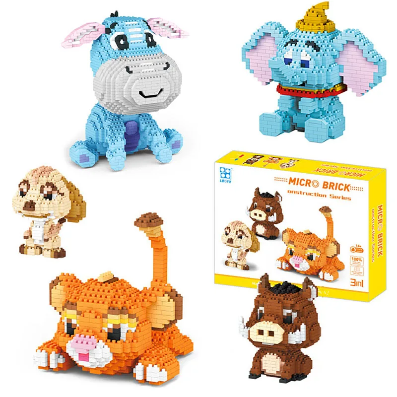 

Disney Series Micro Building Blocks The Lion King Simba Timon Pumbaa Figures Diamond 3D Model Mini Brick Toy For Kids Gifts