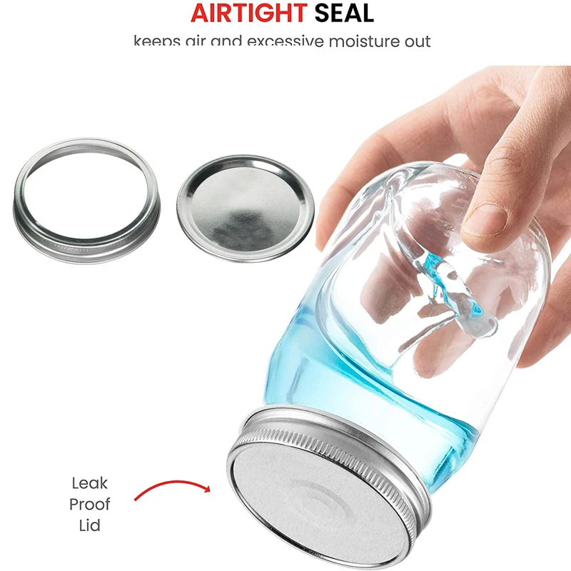 4pcs 450ml Glass Regular Mouth Mason Jars for Meal Prep, Food Storage,Canning, Drinking, Jelly, Dry Food, Spices, Salads, Yogurt 3