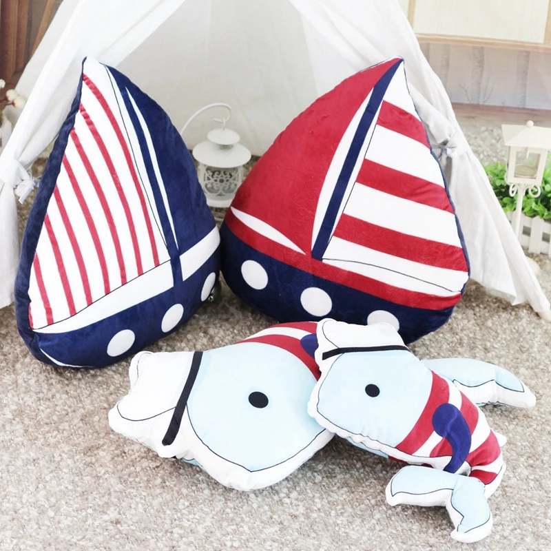 Simulation Double-sided Printing Nurse Cap Navy Dolphins Sailing Pillow Sofa Cushion Window Doll Kid Toy | Игрушки и хобби