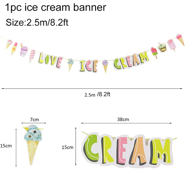 Ice Cream Summer Party Decoration Honeycomb Hanging Decor Boy Birthday Baby Shower Tropical Hawaiian Ice Cream Banner Supplies banner1