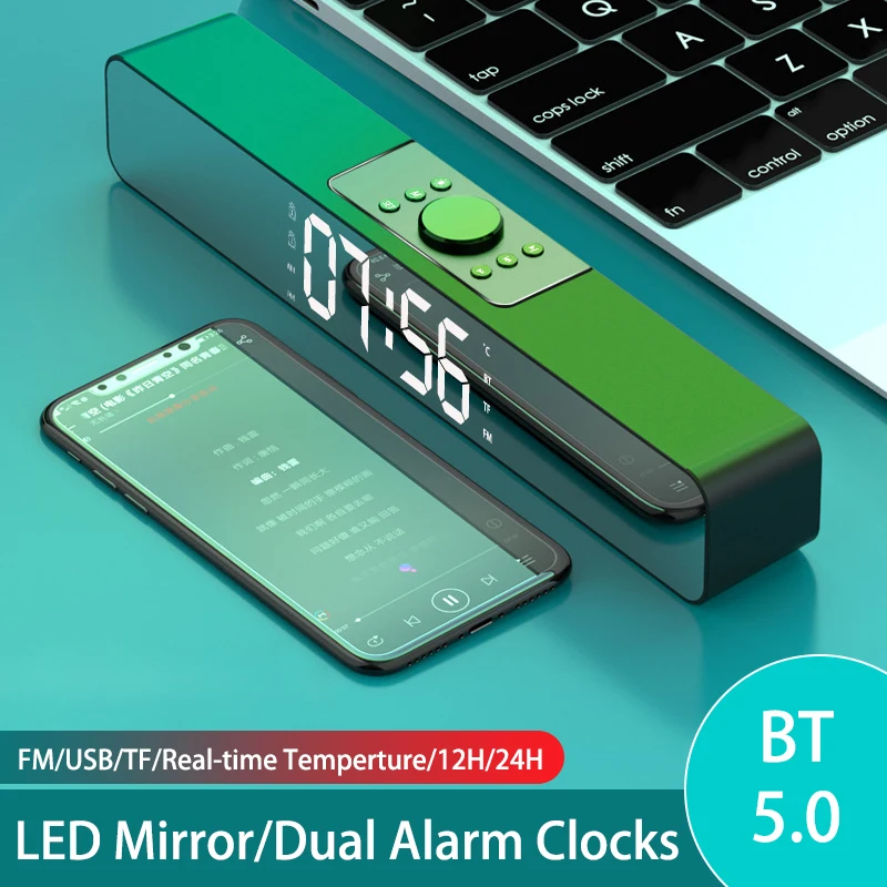 Bluetooth Динамик Звуковой бар светодиодный Будильник Бас Сабвуфер AUX USB динамик s