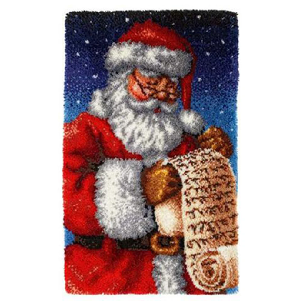 Santa Latch Hook Kit Rug set of crochet hooks Kits for embroidery DIY Craft Chrismas knitting needles Big size110X70cm | Дом и сад