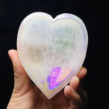 

Natural Angel Aura Rose Quartz Mini Bowl Healing Crystal Carved Heart Stone Dish Gift Home Decor Healing Guardian Pink Ornament