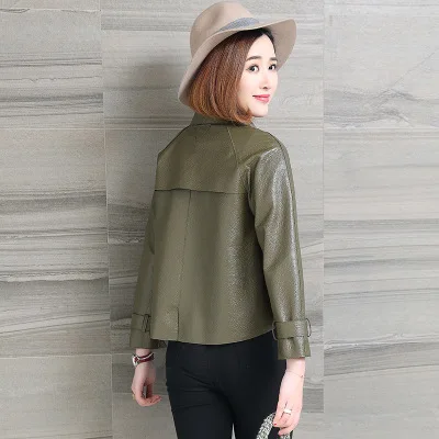 Tao Ting Li Na Women Spring Genuine Real Sheep Leather Jacket R38