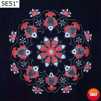 

Japanese Shibori Tie dye Amazing Hand Painting / Handmade Kanoko Table Cloth Many Uses / Lucky fish and Lotus flower