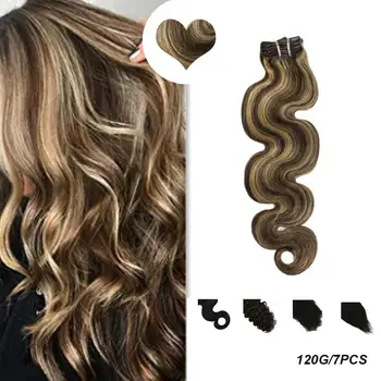 

[New] Ugeat Clip in Hair Extensions 14-24" Curly Machine Remy Brazilian Human Hair with Clips Natural Soft Human Hair 120G/7PCS