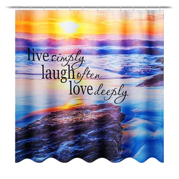 

Shower Curtain Modern Polyester Rugs Mat Set Separate Toilet Cover Non Slip Bathroom Decorative Waterproof Washable Practical