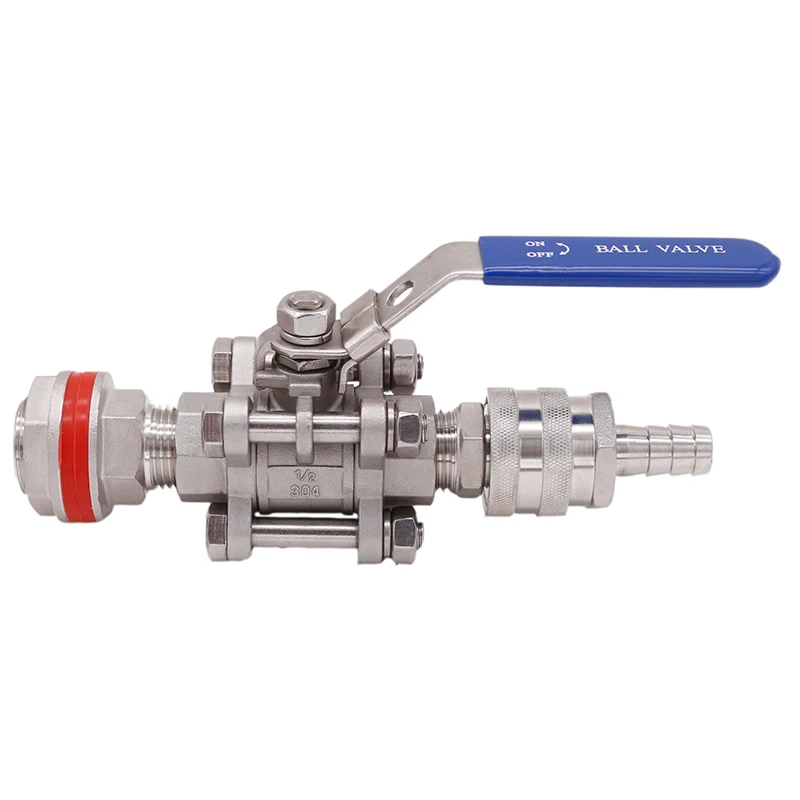 Ball Lock Бесшовный шаровой клапан 304 SS из 3 частей с комплектом быстрого отключения, подходит для 1/" ID шланга, подходит для варки чайников, оборудование для домашнего приготовления - Цвет: Ball Lock