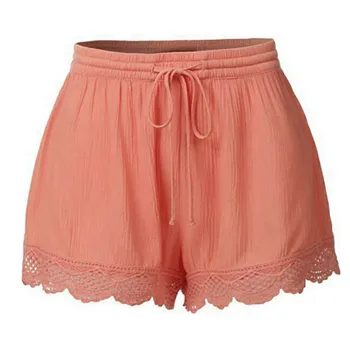 

Pantalones cortos de Fitness para Mujer, pantalones cortos de talla grande, con encaje, huecos, pantalones cortos de verano para