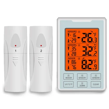 

CSS Indoor Outdoor Thermometer with 2 Wireless Sensors, Digital Hygrometer Thermometer, Temperature Monitor MeterWireless Thermo