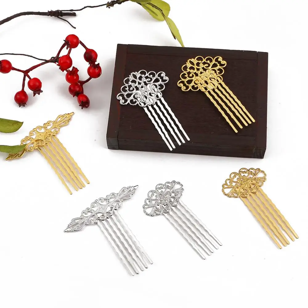 Hair Accessory Hair Clip Hair Comb Jewelry Accessories Temperament Fashion 5 Teeth Vintage Bronze Comb Hair Charm Ladies Flower Motif Hairclips Barrettes