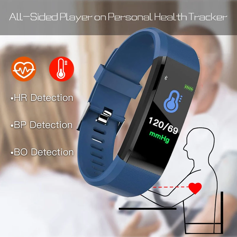  Waterproof Smart Watch Heart Rate Blood Pressure Smart Band Fitness Tracker Smartband Bluetooth wat - 4000334884750