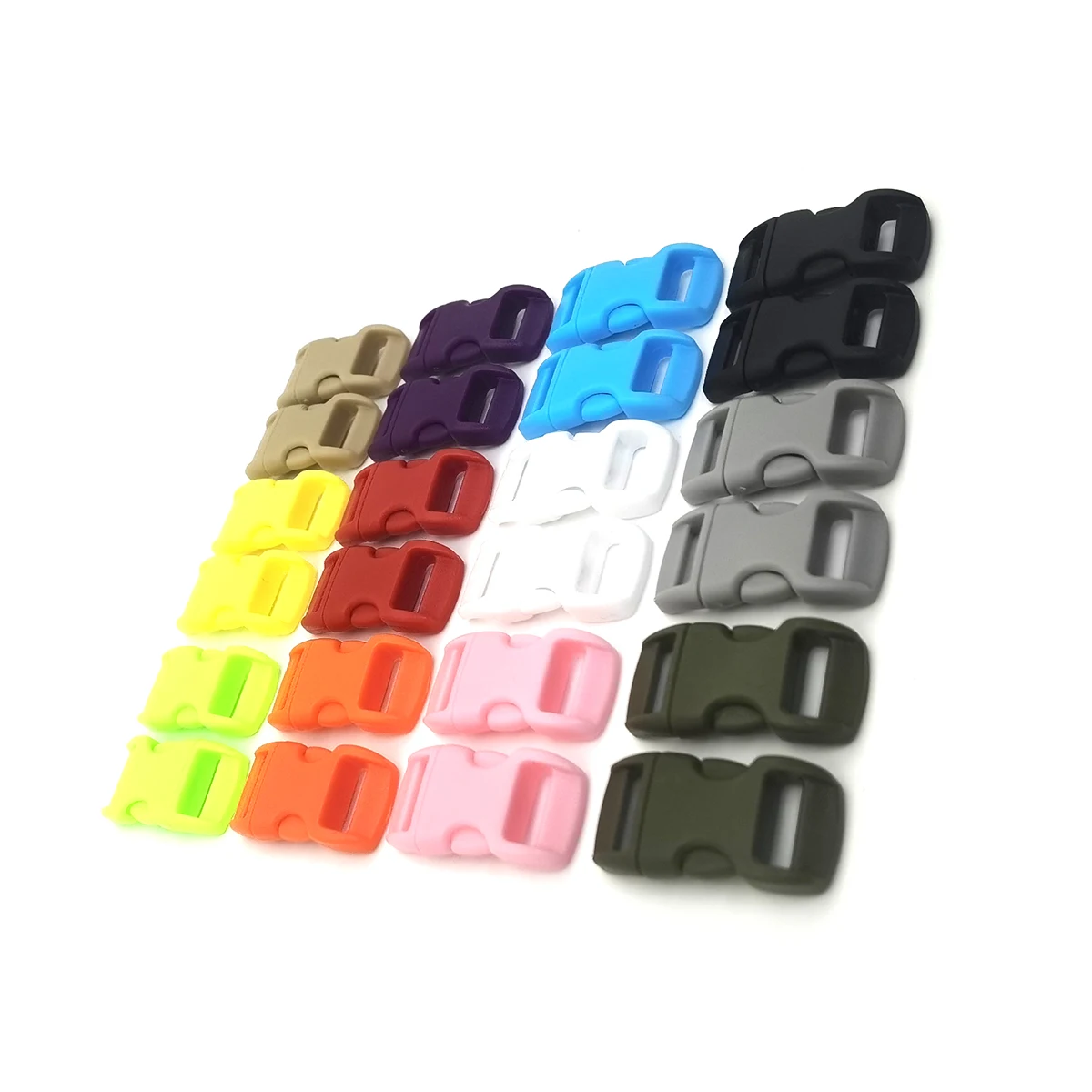 30Pcs/50Pcs 10mm 다채로운 플라스틱 곡선형 사이드 릴리스 버클 클립 파라코드 팔찌 DIY 애완 동물 칼라 스트랩 배낭 웨빙