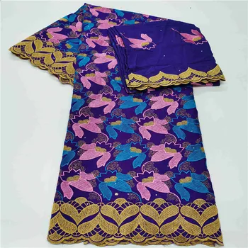 

5+2 Swiss Lace Fabric With Scarf Dubai Heavy Beaded Embroidery African Fabrics 100% Cotton Swiss voile Lace in Switzerland HL103