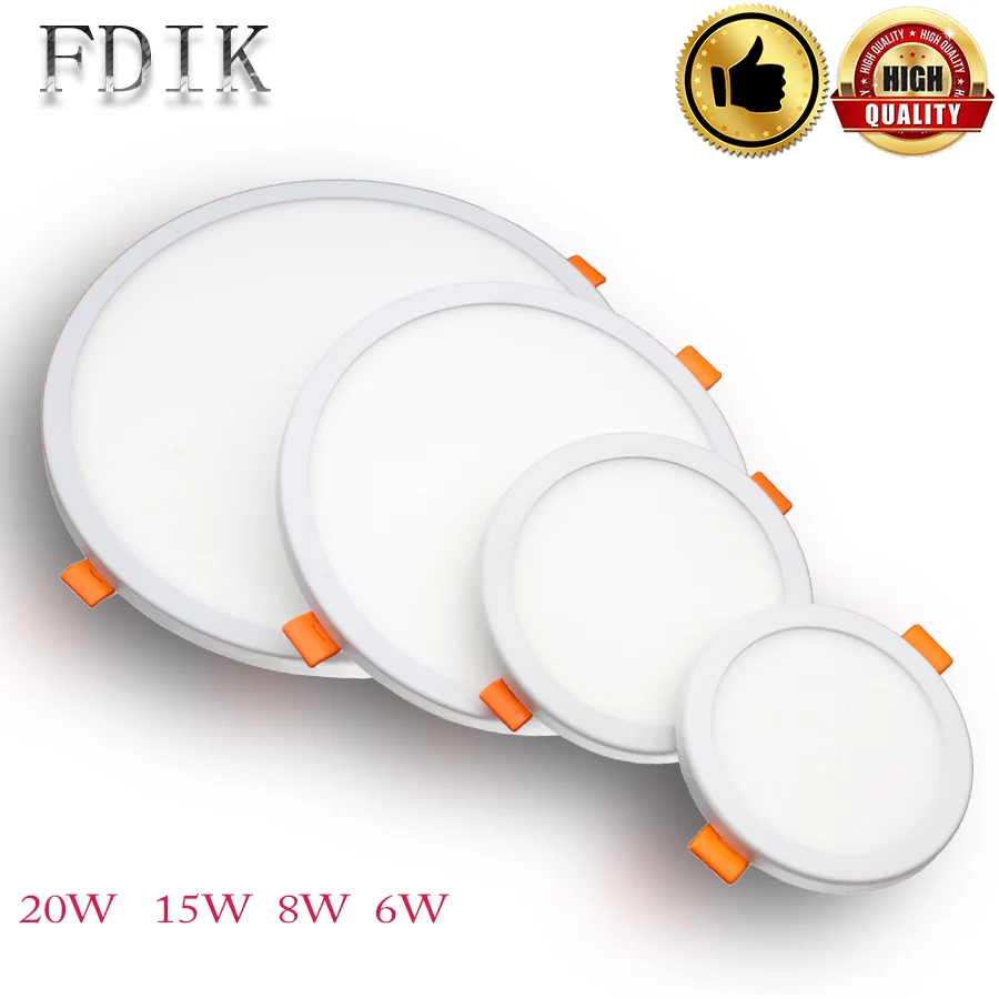

LED Panel Lights Ultra thin Recessed 6W 8W 15W 20W 220V Downlight Square Round Panel lamp Ceiling Lamp White/Warm white Patent