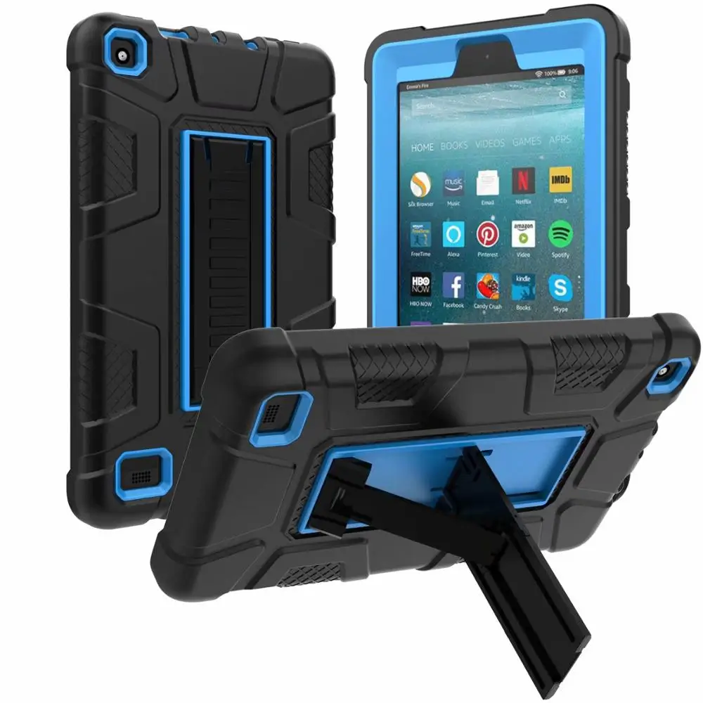 

For Amazon Kindle Fire 7 2019 Tablet Case Dual Layer Hybrid Armor Shockproof Protective Cover For Amazon Fire 7 2019 Stand Case