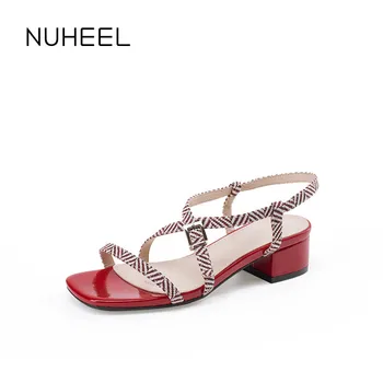 

NUHEEL Women's Shoes Summer New Net Red Thick with Elegant Temperament Cross Lace Up Wild Shoes Women сандалии женские
