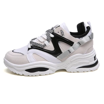 

New 2019 Women Sneakers White Fashion Retro Platform Running Shoes Lady Autumn Winter footwear Breathable zapatos de mujer