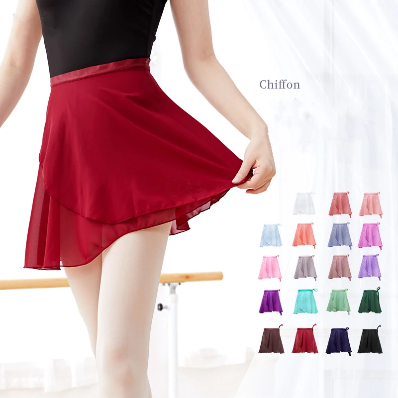 Adult Chiffon Ballet Dance Tutu Skirt Women Girls Gymnastics Wrap Skirt Training Ballet Skirts