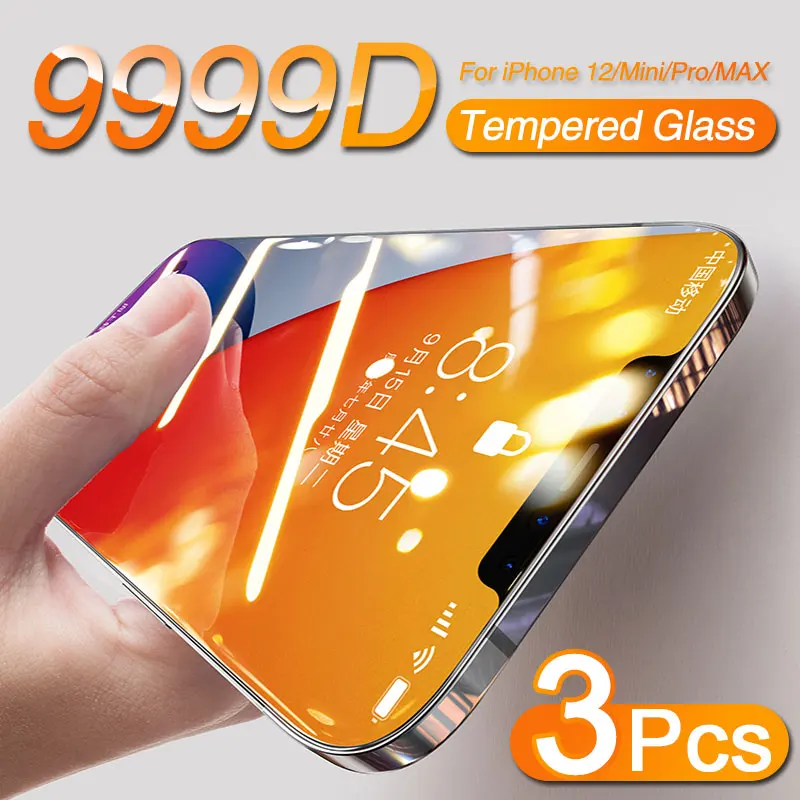 3 шт полное покрытие закаленное защитное стекло для iPhone 11 12 Pro Max Mini X XR XS MAX защита