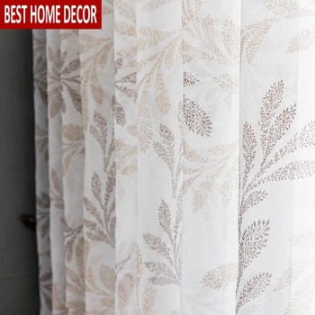

Modern Printed Sheer Curtains for Living Room Leave Window Screen Bedroom Elegant Yarn Tulle Voile Curtains Decor Panel