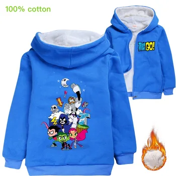 

New Toddler Boy Jackets Teen Titans GO! Fashion Kids Girls Coats Cartoon Hooded Babygirl Clothes Keep Warm In Winter Unisex