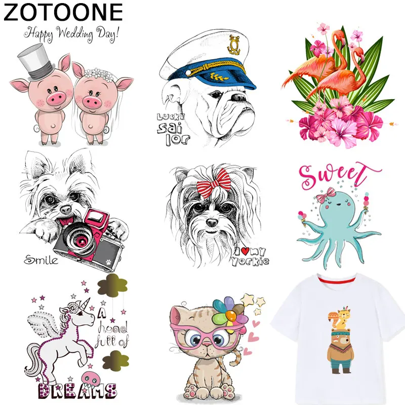 ZOTOONE милые животные патч Кошка наклейки с Фламинго Железный На переноске для