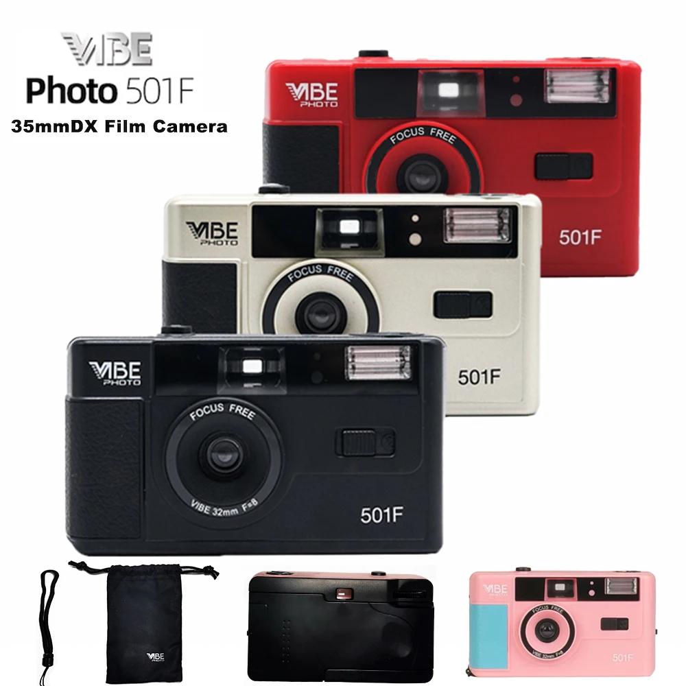 para a Vibração Tolo com Flash Alemã Câmera Reutilizável Não-descartável Filme Retro 135 Preto - Vermelho Champanhe Prata Rosa 501f - Image 2