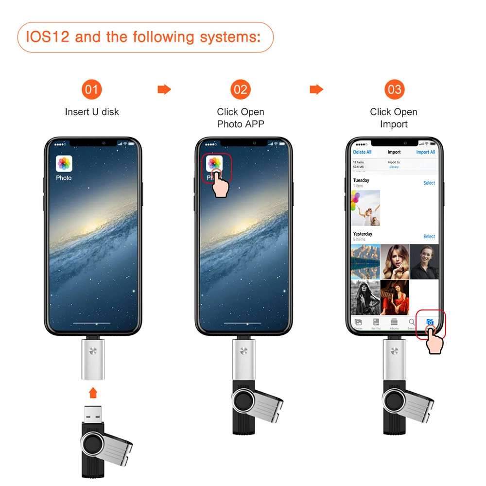 Адаптер OTG для lightning-USB для iPhone 7, 8, 6 Plus, X, 10, 11, комплект для подключения камеры, iPad, iOS 12, 13, конвертер MIDI piano