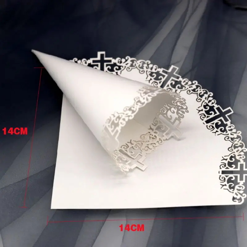 50 шт. лазерная резка крест кружева укладка конфеты Свадебная вечеринка Сувениры конусы-конфетти бумажные конусы украшения поставки подарок