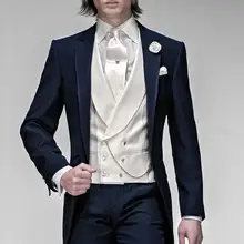 Лучший дизайн жениха смокинг с лацканами с острыми углами одна кнопка жениха мужское свадебное платье популярный мужской костюм из 3 предметов(куртка+ брюки+ жилет+ галстук