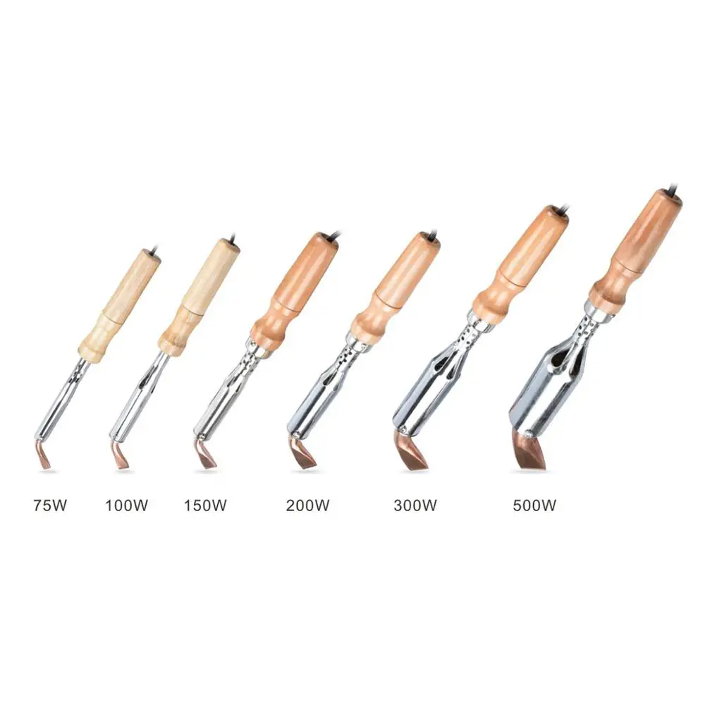 

220V Electric Soldering Iron High Power Chisel Tip Soldering Iron Chisel Tip Wood Handle 75W500W Welding Repair Tools
