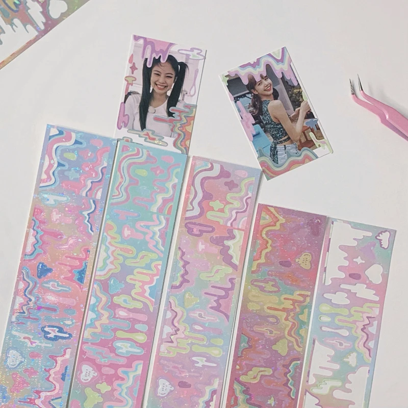 

Ins Cute Wave Laser Sticker Hand Account DIY Album Decoration Scrapbooking Stickers Kawaii Korean Stationery