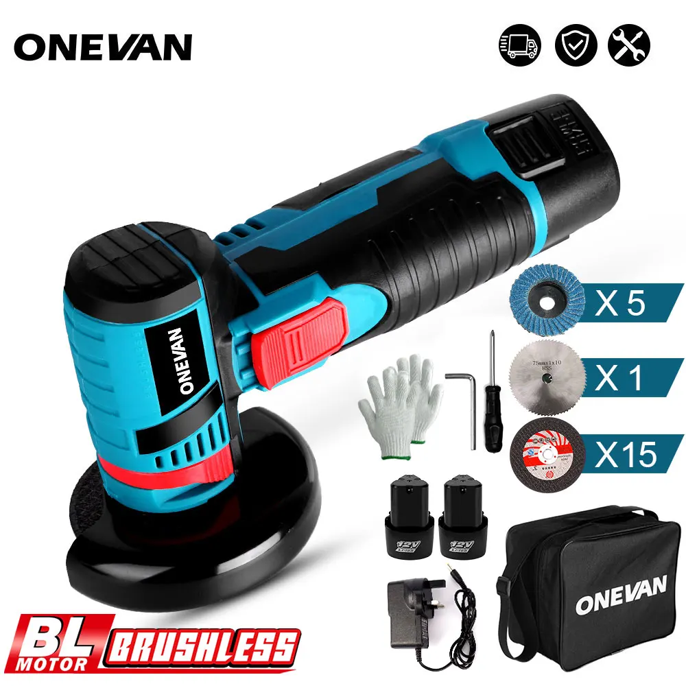 12V 19500RPM Brushless Mini Angle Grinder Cordless Polishing Grinding Machine Diamond Cutting Electric Power Tools with Bag | Инструменты