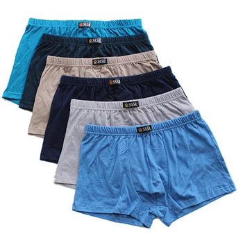 

6pcs/Lot ALL Cotton Underpants Men'S Boxers Shorts Underwear Pure color Big Size Four Shorts Large Size Breathable
