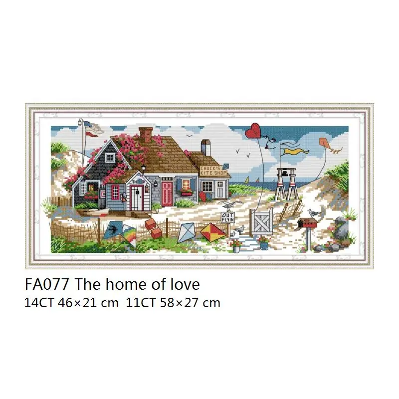 Набор для вышивания крестиком "Дом любви", 14 карат, 11 карат, печать на холсте, сделай сам, для рукоделия, DMC, ручной Декор для дома - Цвет: Cross Stitch FA077