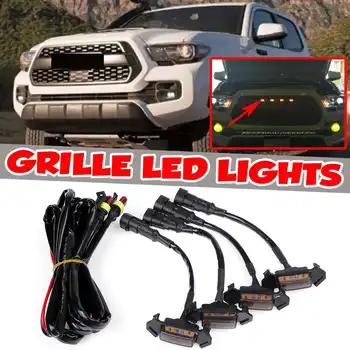 

4pcs Grille light DRL Led Daytime Running Light Grille Strobe Light Flash lamp with harness cable For Toyota Tacoma 2016-2018