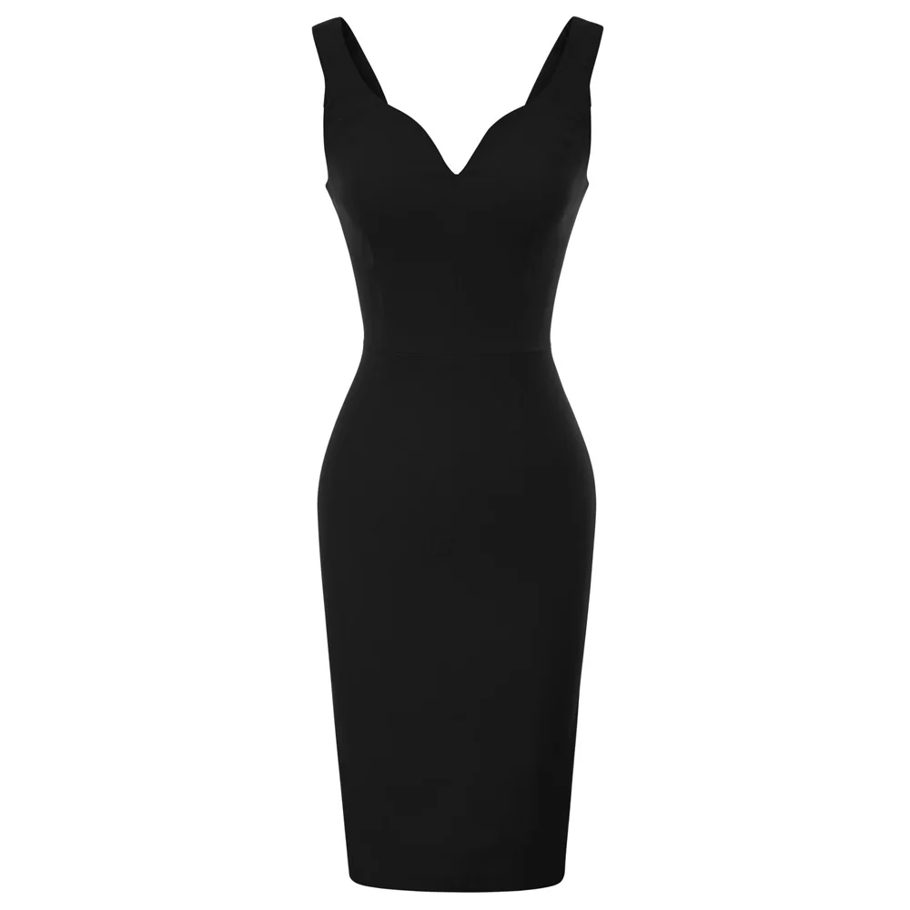 

Womens Dress Ladies Sleeveless Bodycon Pencil Casual Hips-wrapped Solid Summer Cocktail Formal
