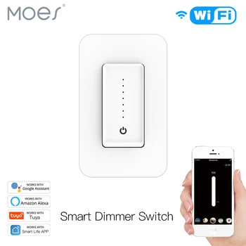 

Moes US WiFi Smart Light Dimmer Switch Smart Life/Tuya APP Compatible with Alexa Google Home for Voice Control,No Hub Required