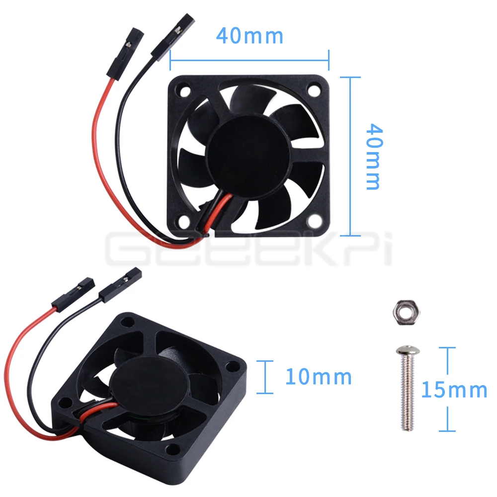 Raspberry Pi Cooler GeeekPi LED Cooler 1 Set 2 Pack 40*40*10 Transparent/Black Cooling Fan 4010 Blue Light RGB For Raspberry Pi 4B/3B+/3