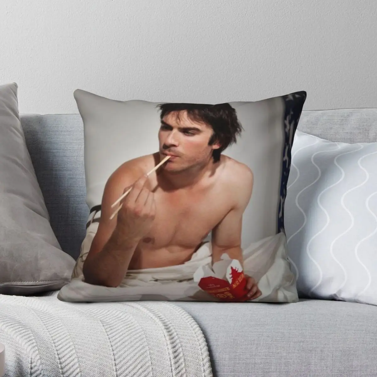 

Ian Somerhalder квадратная наволочка из полиэстера и льна